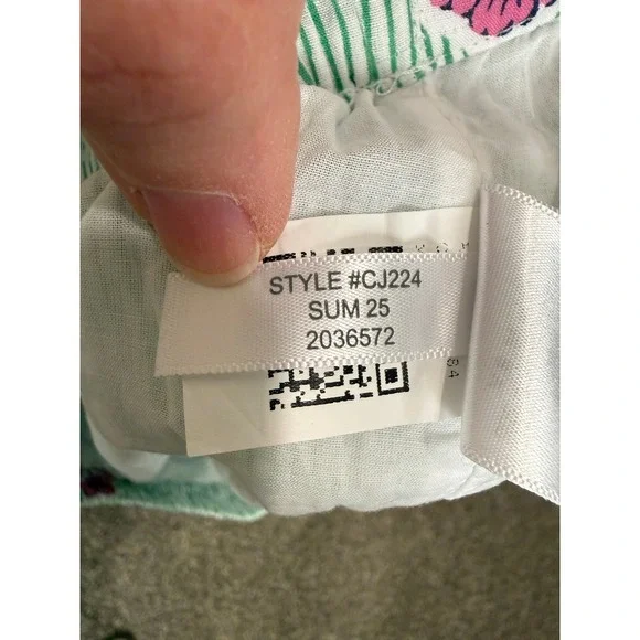 NWT J. Crew Factory M 100% Cotton Tiered Short Skirt Green Stripe Floral Lined - Picture 7 of 9